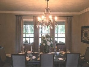 Custom window treatments in a dining room - Drapery Hardware at the Fabric House | Nashville, TN