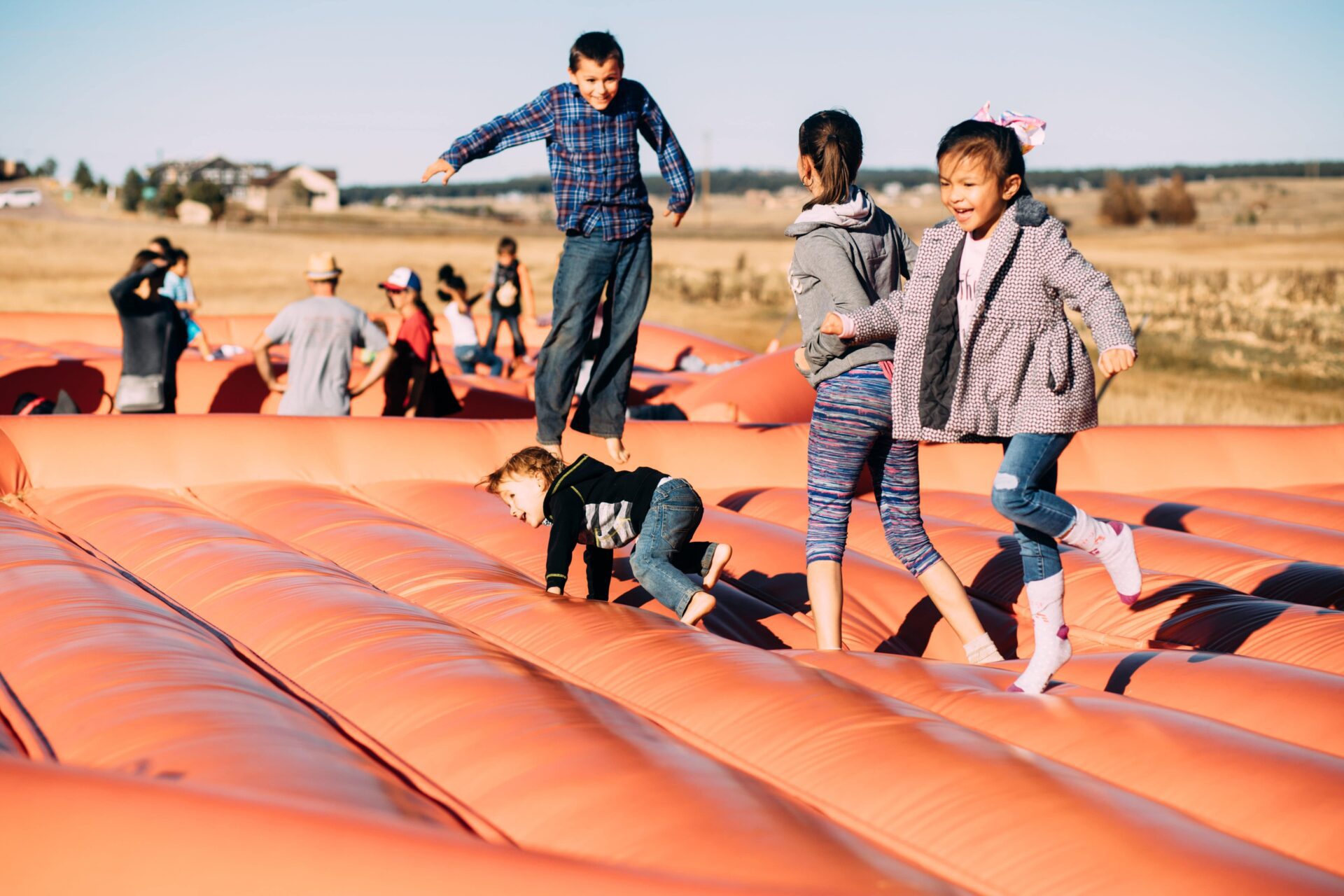 kids jumping around at Colorado Kids Ranch 