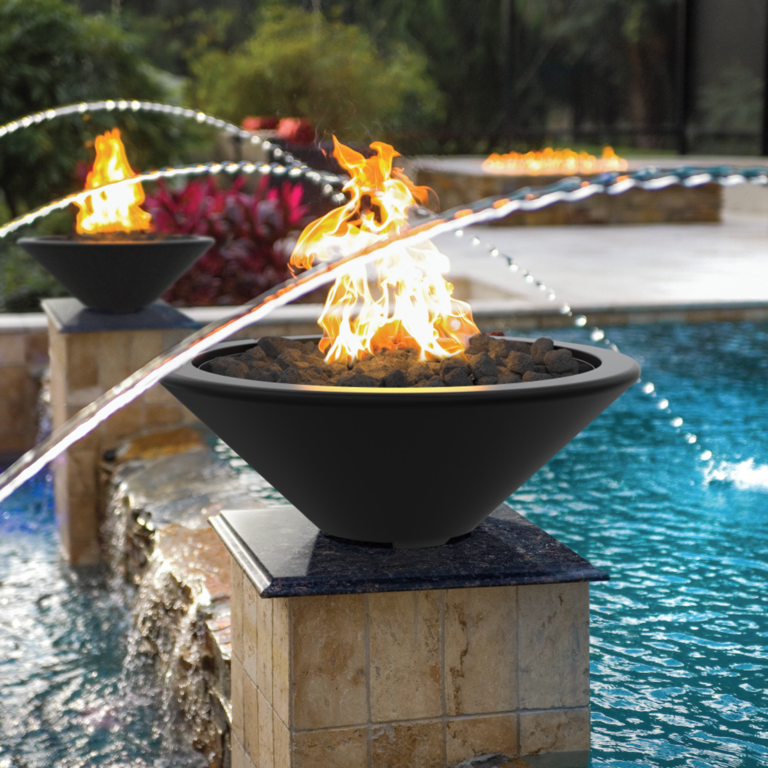 fire bowl by pool | hardscapes nashville