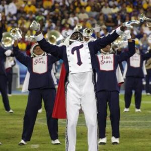 students in the band playing musical instruments