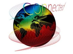a globe drawing with the word connected