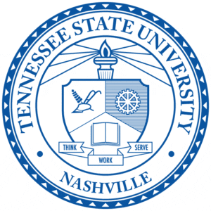 TSU seal with the text Tennessee State University Nashville Think Work Serve